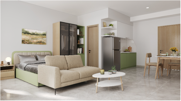Căn studio là lựa chọn ưu tiên của nhiều khách hàng trẻ khi tìm kiếm ngôi nhà đầu tiên