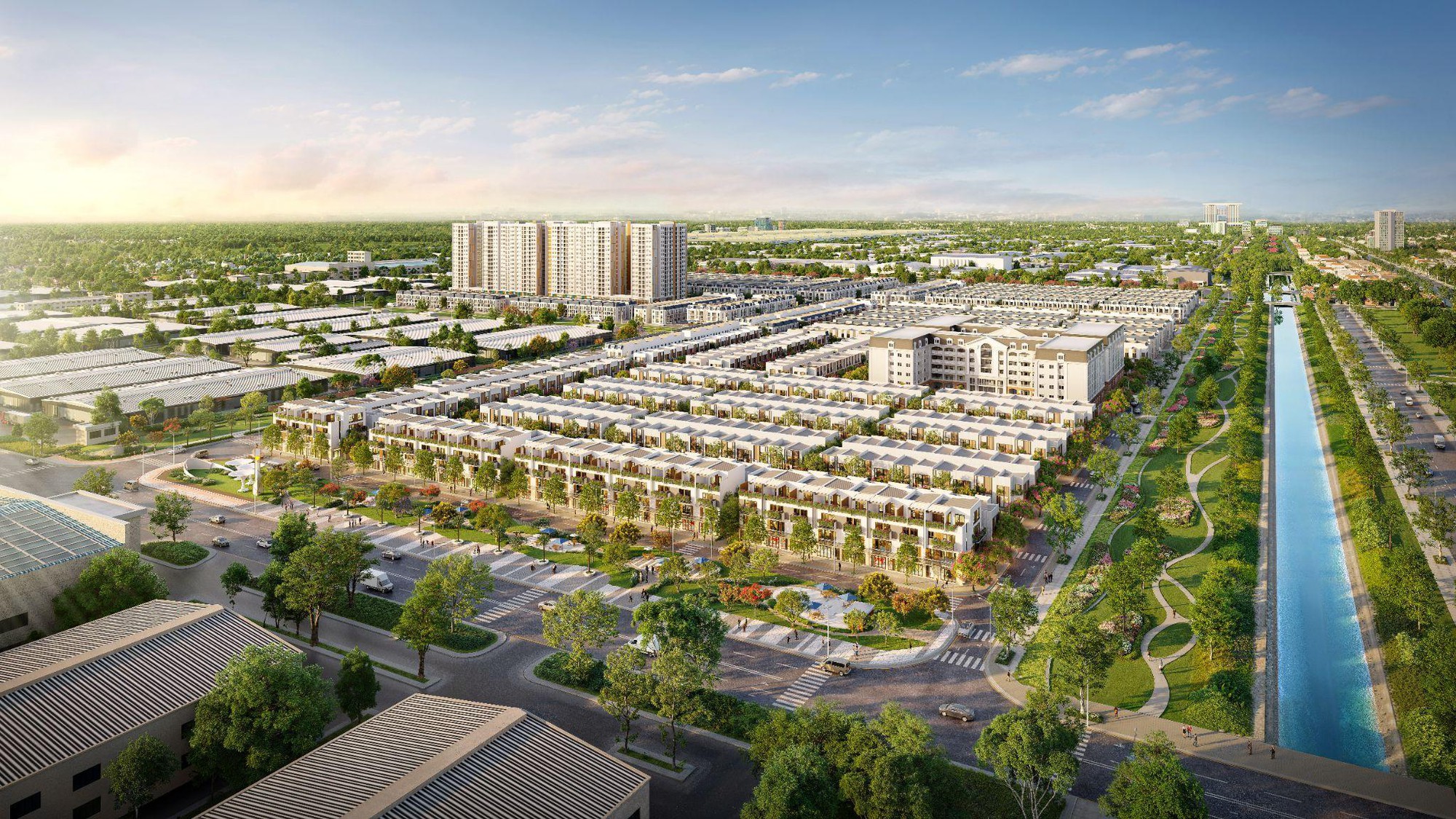 Phối cảnh tổng thể dự án K-Home New City ngay lõi trung tâm thành phố mới Bình Dương.